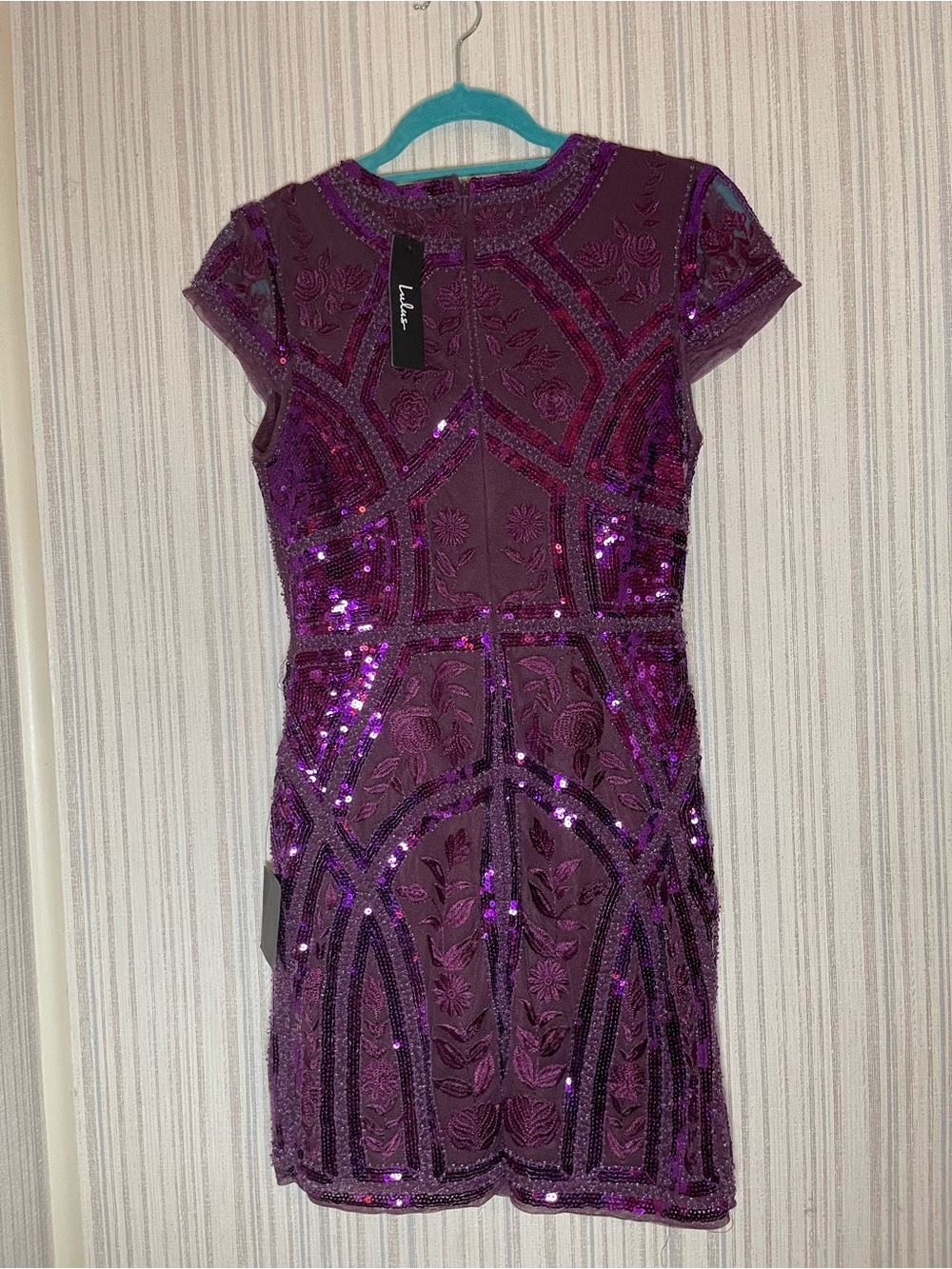 Lulu's Purple Sequin Embellished Short Sleeve Mini Dress - Picture 5 of 11